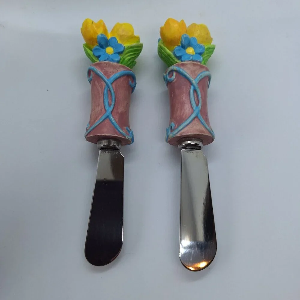 Flower Pot Easter Spring Novelty Appetizer‎ Knife Vintage Souvenir Collectible